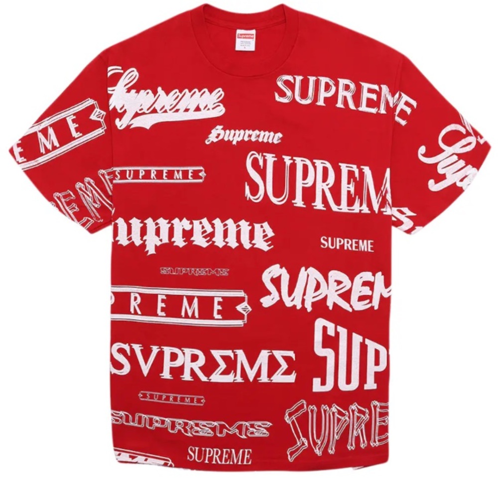 supreme multi logo tee red